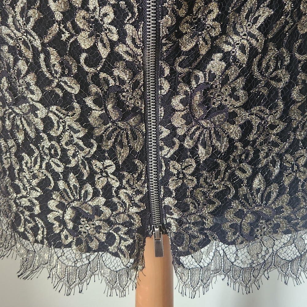 Diane Von Furstenberg DVF Zarita Dress Sz 10 Black Gold Lace Party Wedding - Picture 6 of 9